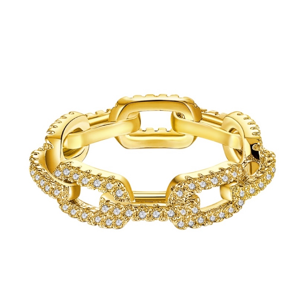 Pavé Chain link gold plated ring